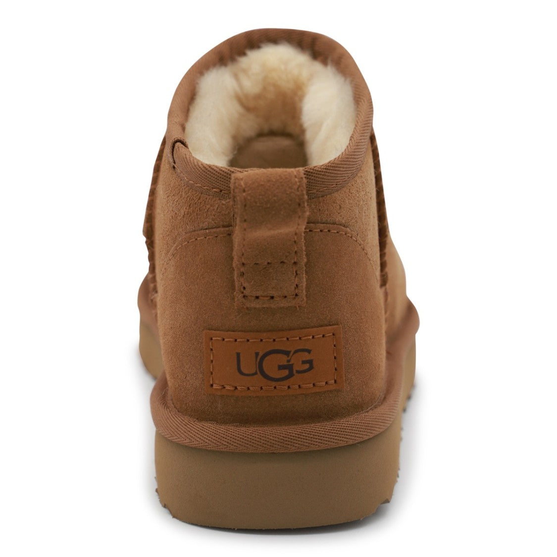 Ugg Ultra Mini Brown Suede Slip-On Boots With Overlock Stitching