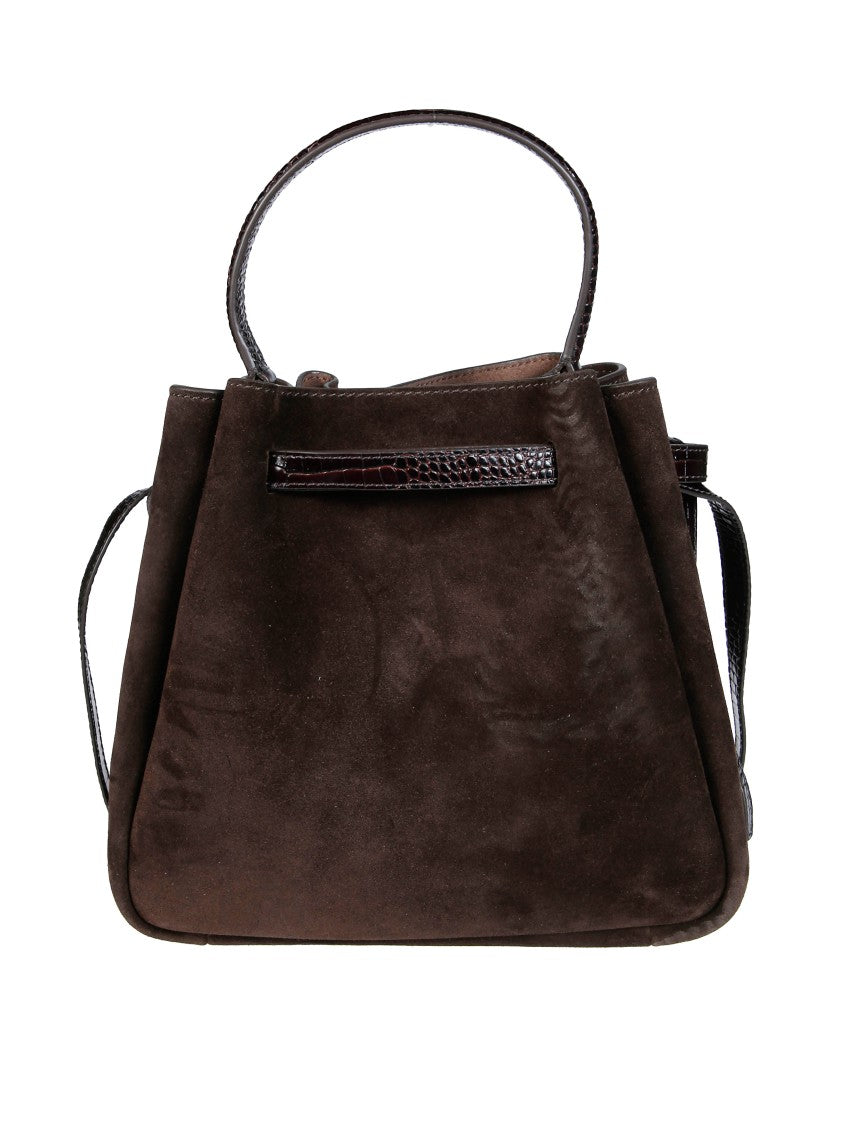 Tory Burch Brown Romy Suede Leather Trim Bucket Bag