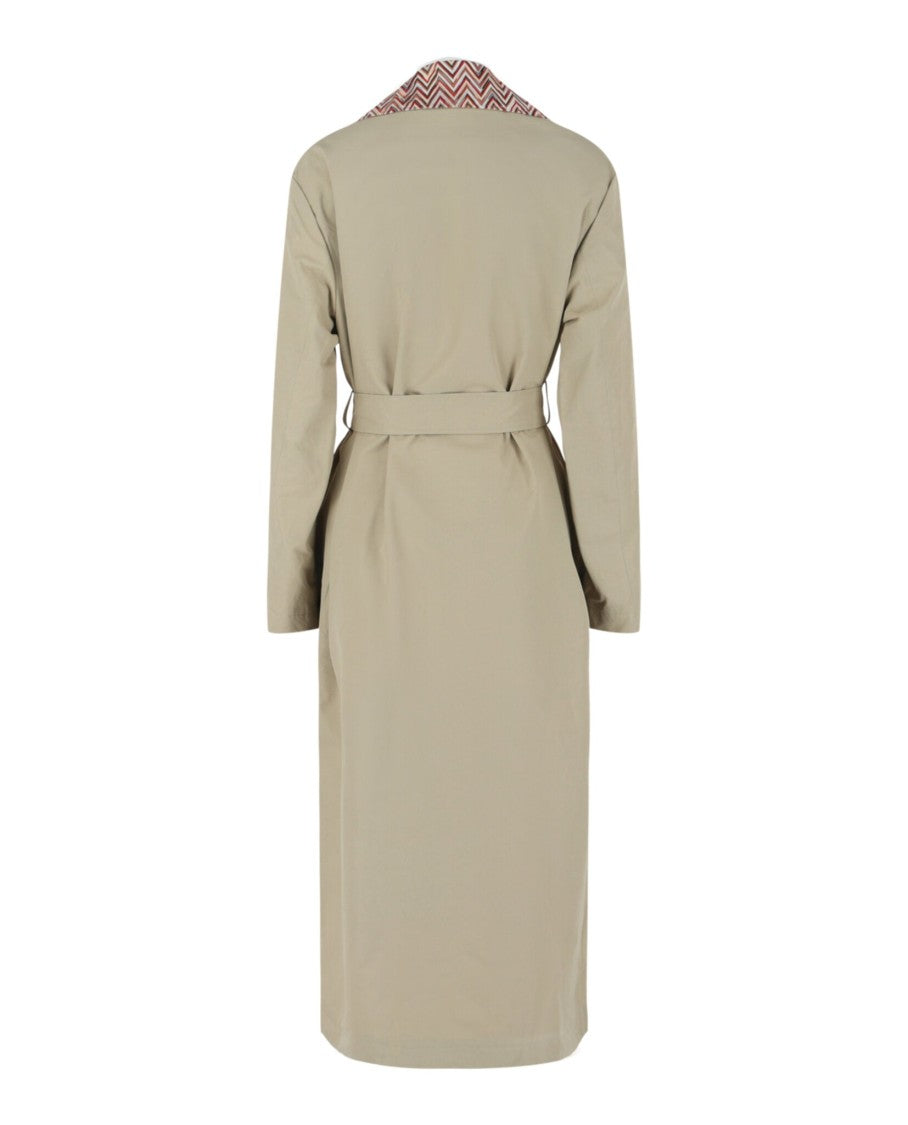 M Missoni Double Breasted Chevron Trench Coat