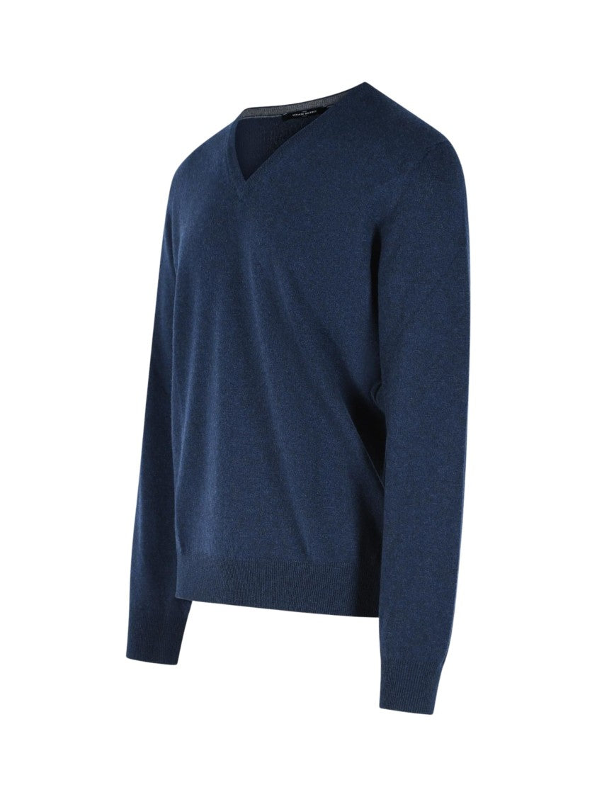 Gran Sasso Deep V-Neck Ribbed Cashmere Sweater
