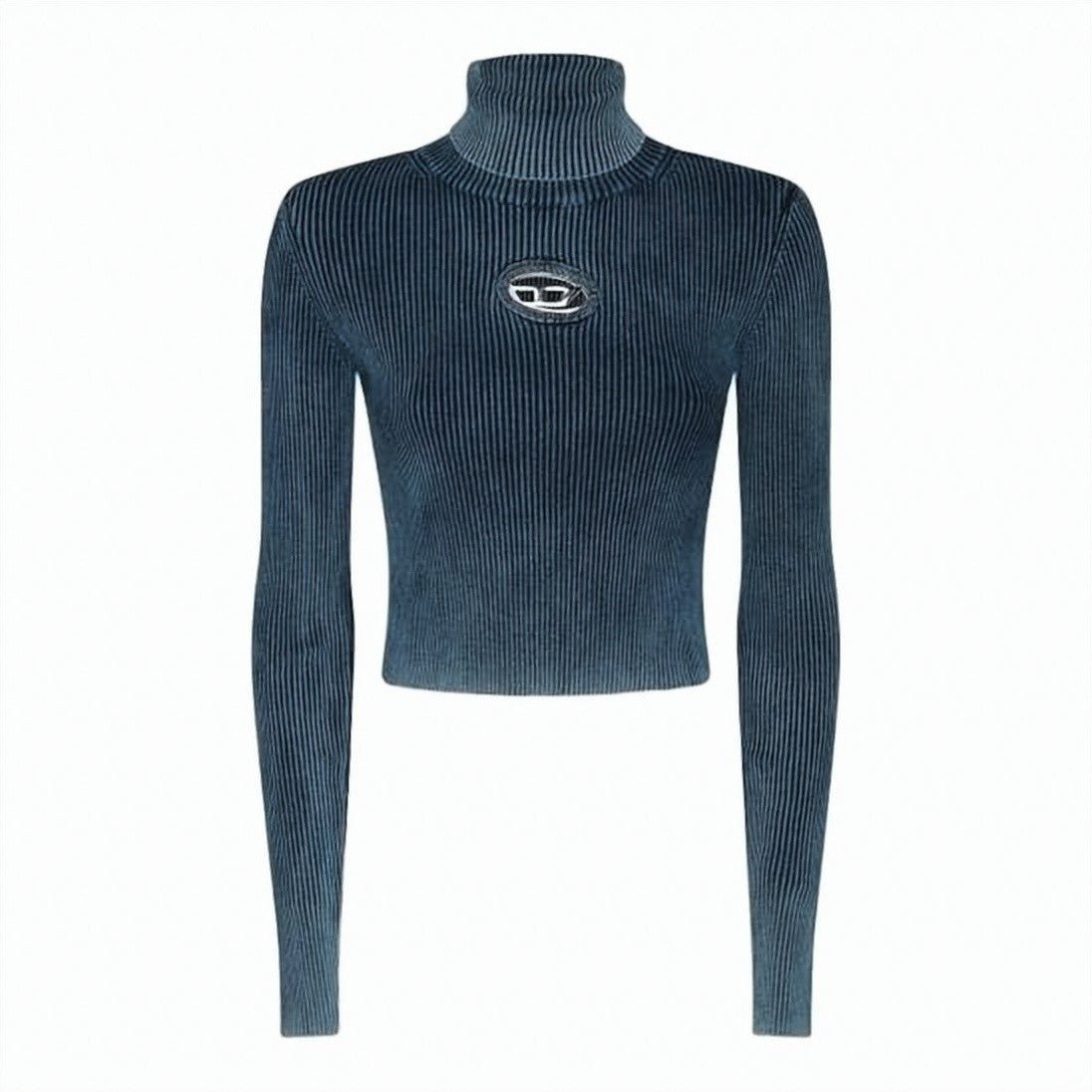 Diesel Ribbed Knit Sweater With High Turtleneck And Textured Vertical Pattern