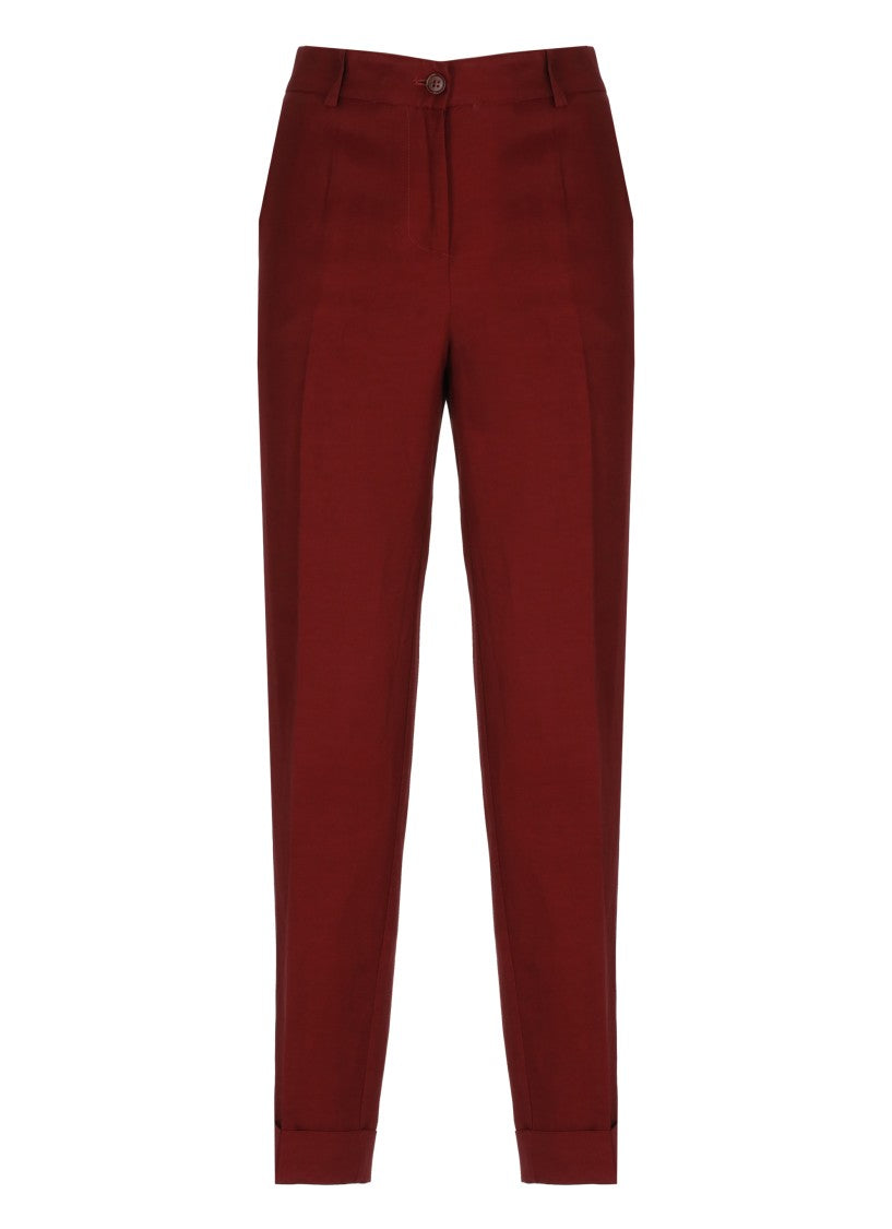 Parosh Bordeaux Raisa26 Linen-Blend Chino Pants