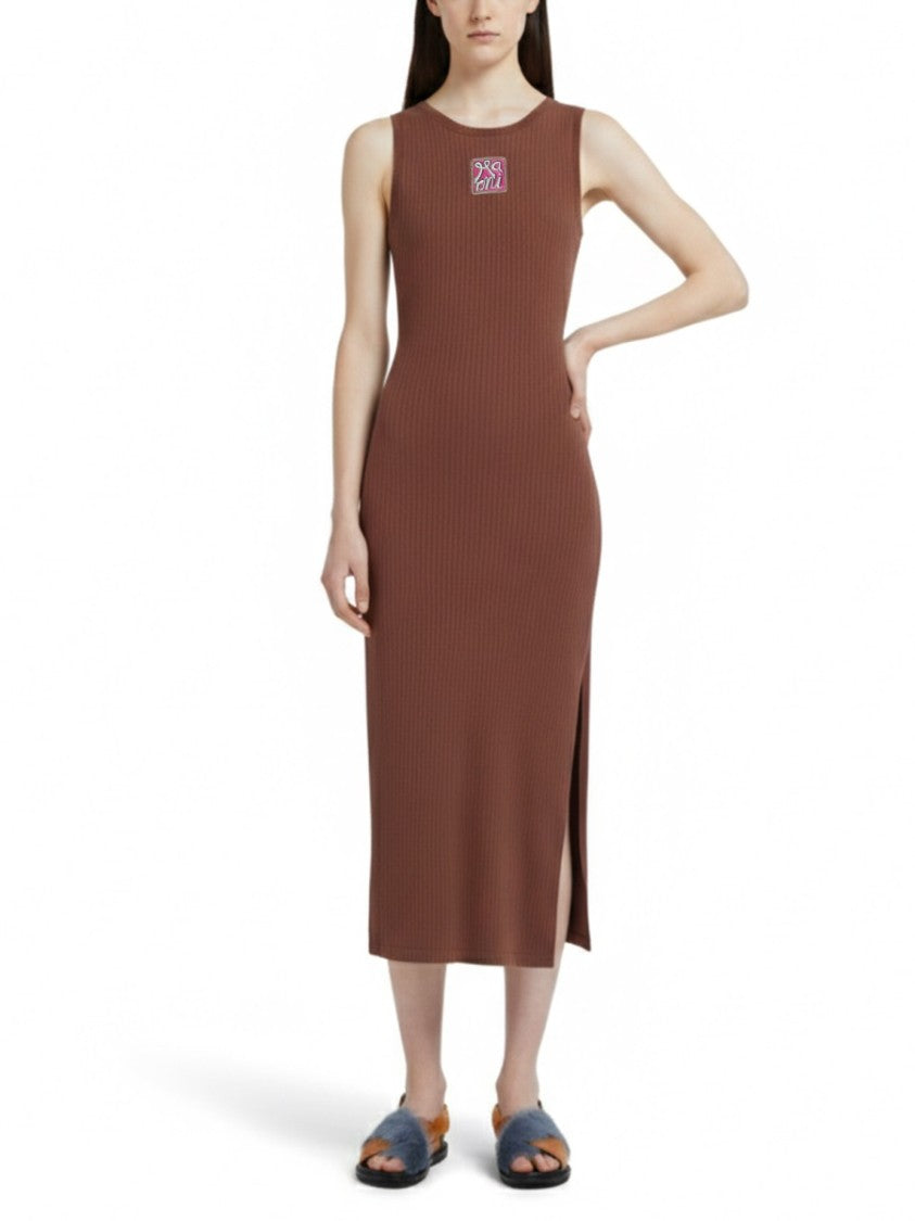 Marni Marni Frame Cotton Ribbed Midi Dress