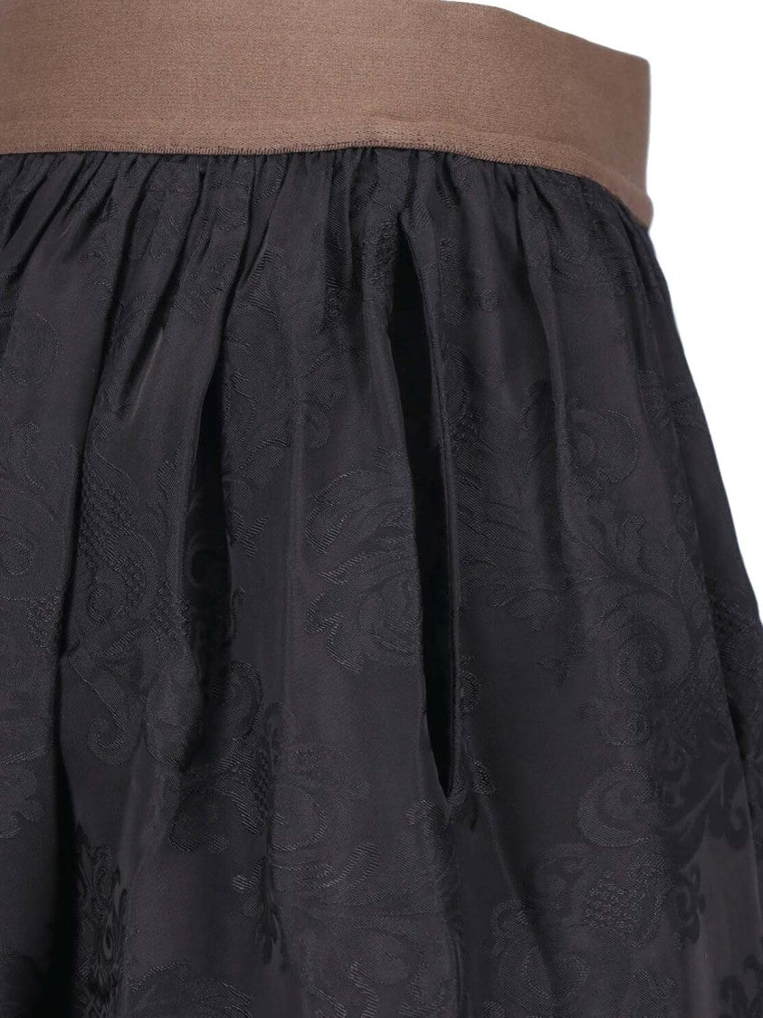 Uma Wang Black Floral Viscose-Blend Midi Skirt