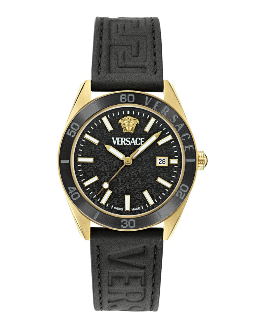Versace V-Dome Calf Leather Watch