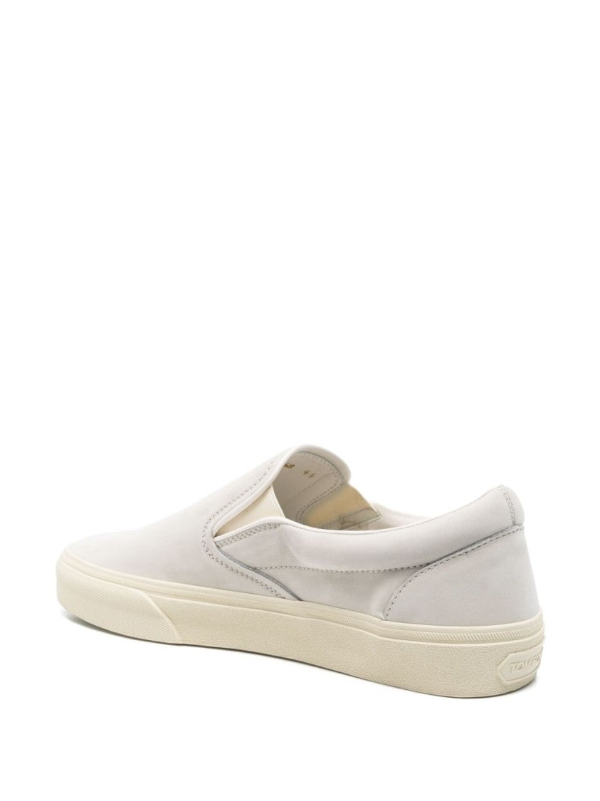 Tom Ford Slip-On Sneakers With Cream Calf Suede Upper