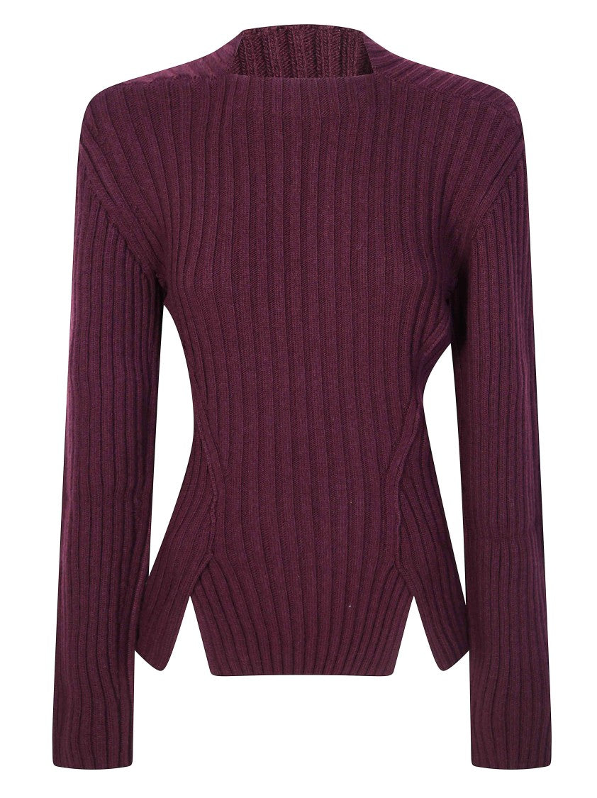 Victoria Beckham Rib Jumper Side Slit Ribbed Sweater
