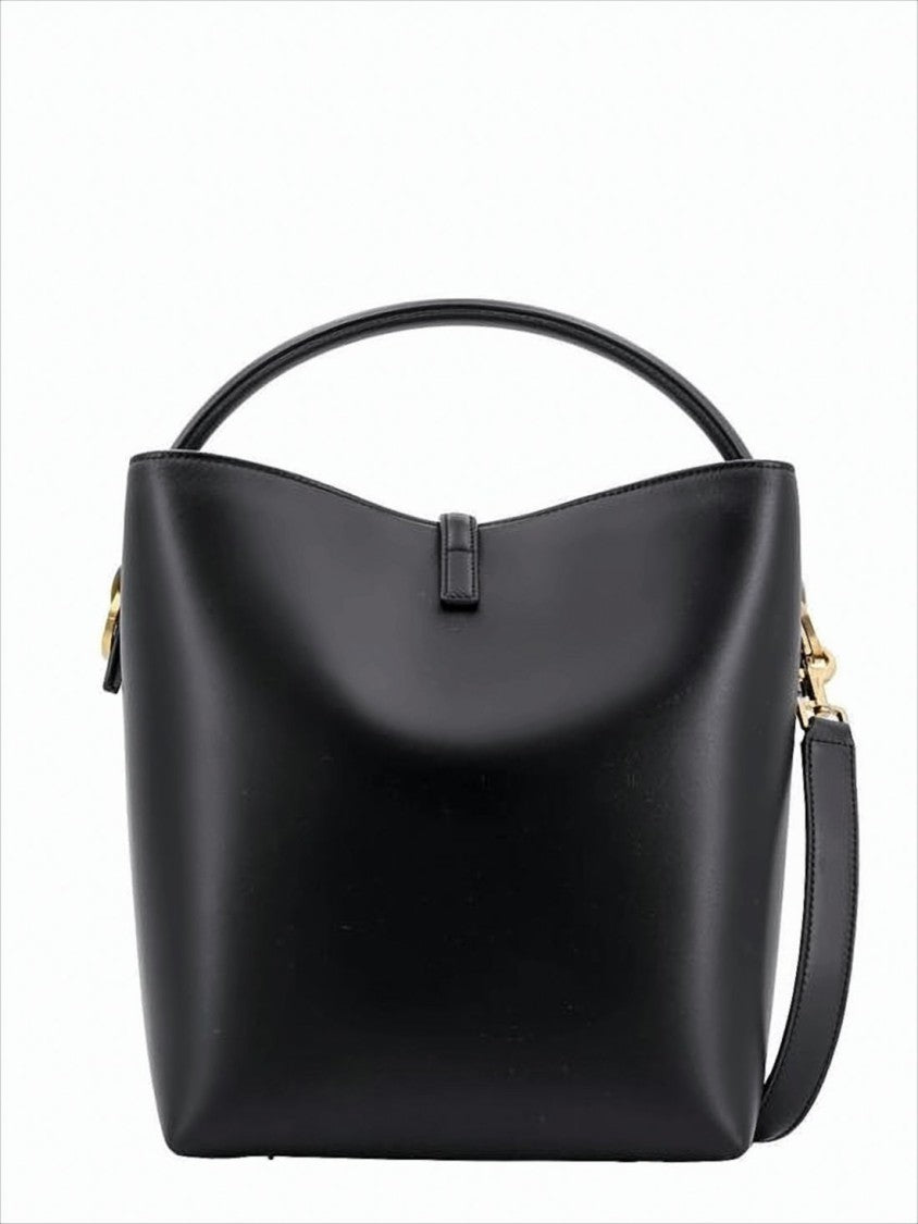 Saint Laurent Structured Black Leather Shoulder Bag
