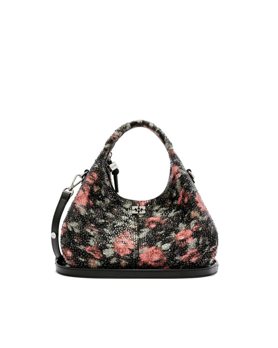 Ganni Mini Hobo Bag With Textured Floral Pattern