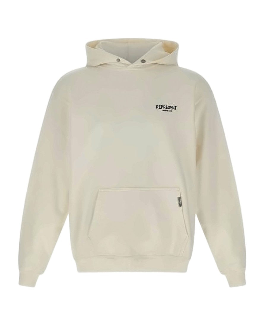 Represent Relaxed Fit Off-White Hoodie With Logo Details