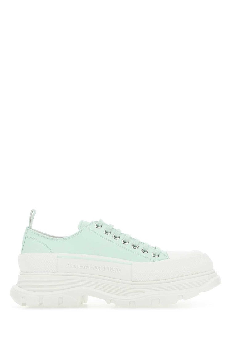 Alexander Mcqueen Sea Green Leather Tread Slick Sneakers