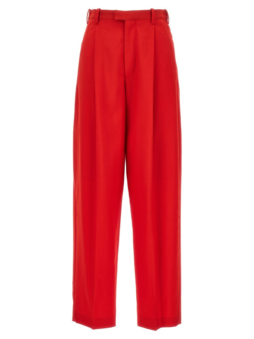 Marni Front Pleat Red Wool Pants