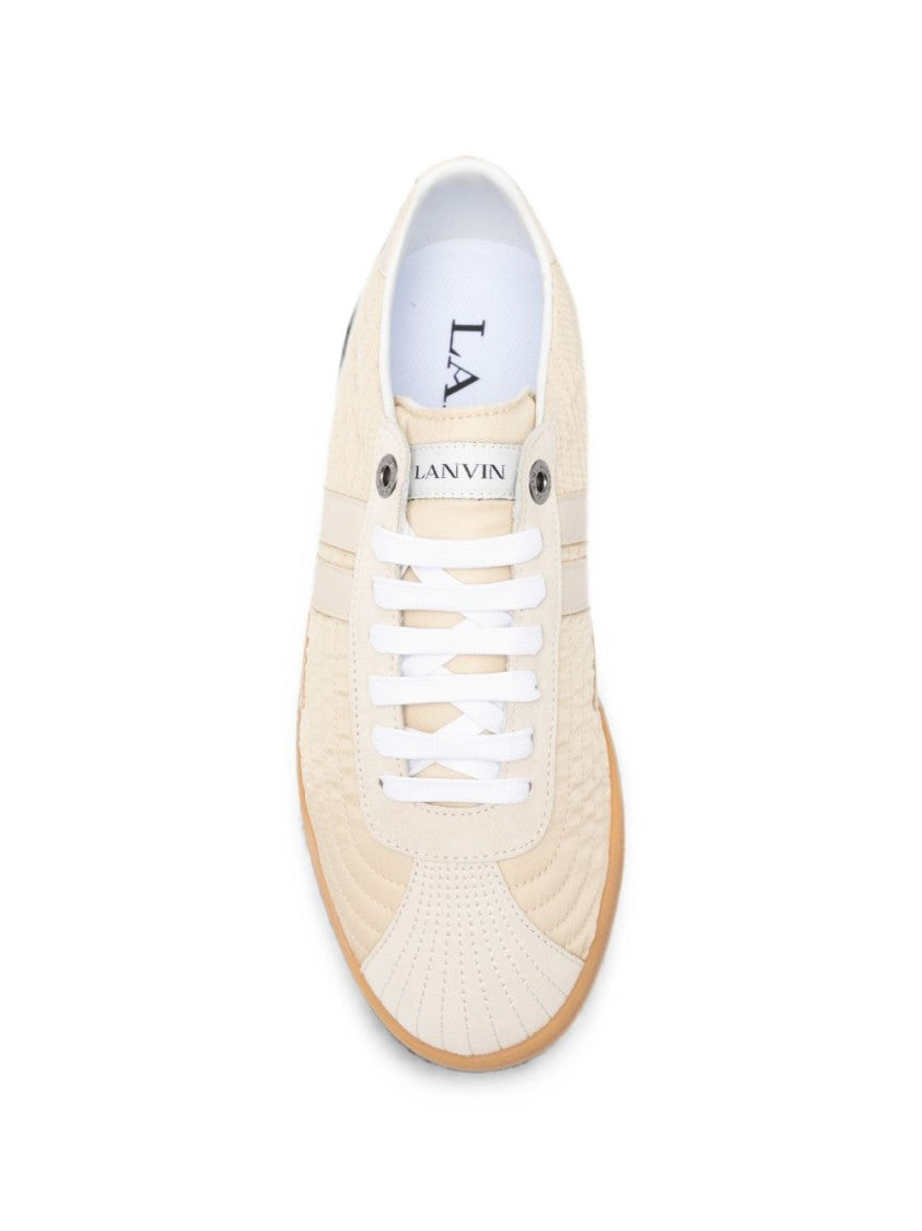 Lanvin Ecru Beige Quilted Sneakers With Logo Detail