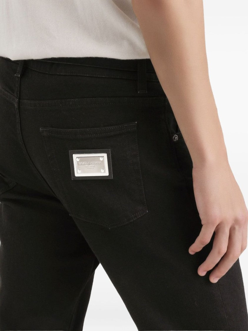 Dolce & Gabbana Slim Fit Black Denim Jeans With Subtle Branding