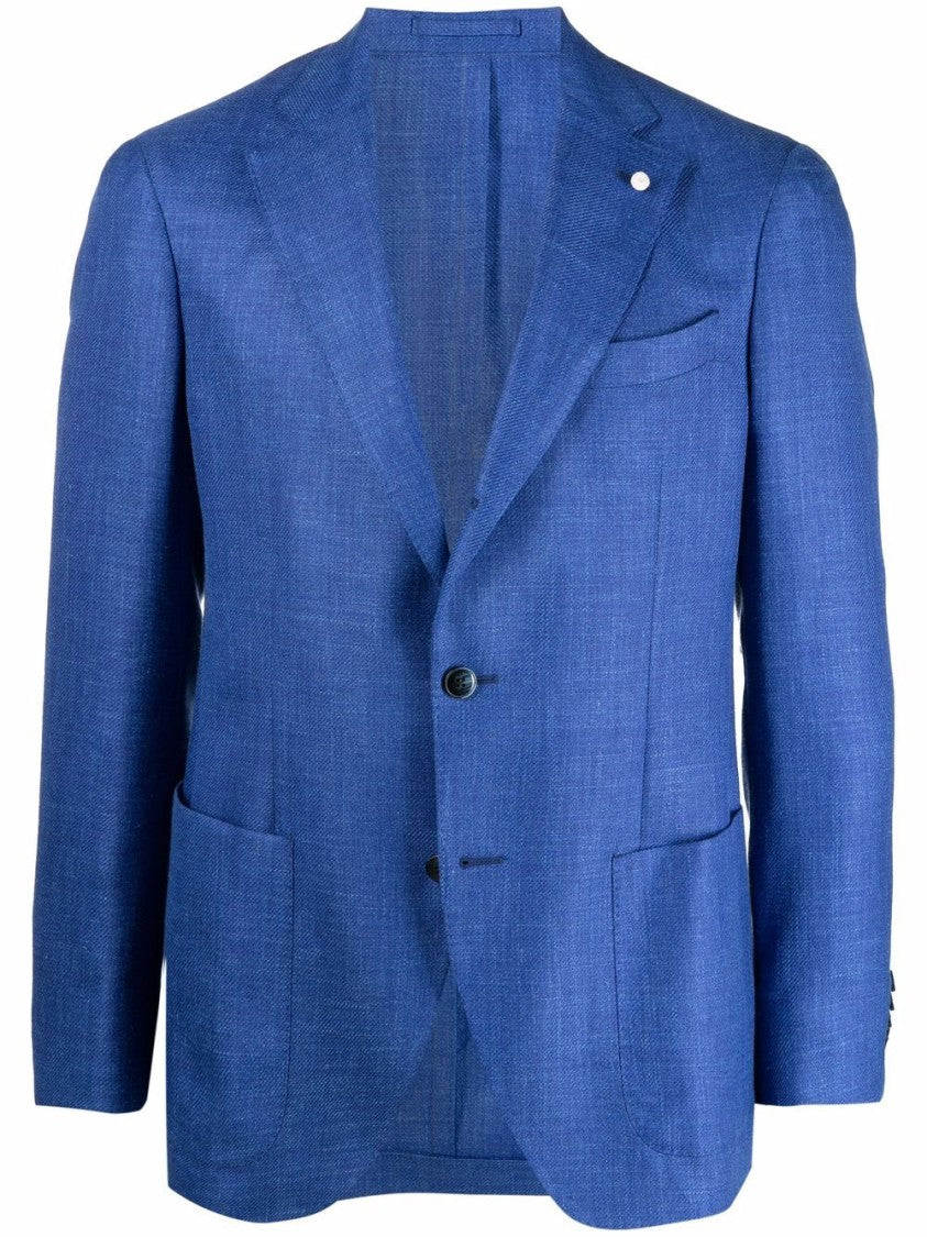Luigi Bianchi Cobalt Blue Virgin Wool Blend Tailored Jacket