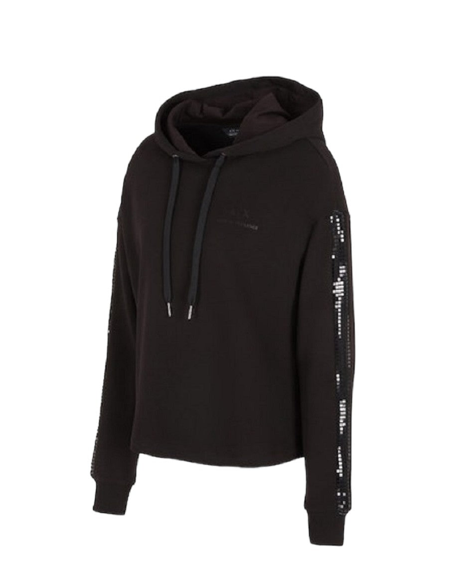 Armani Exchange Black Cotton Blend Hoodie