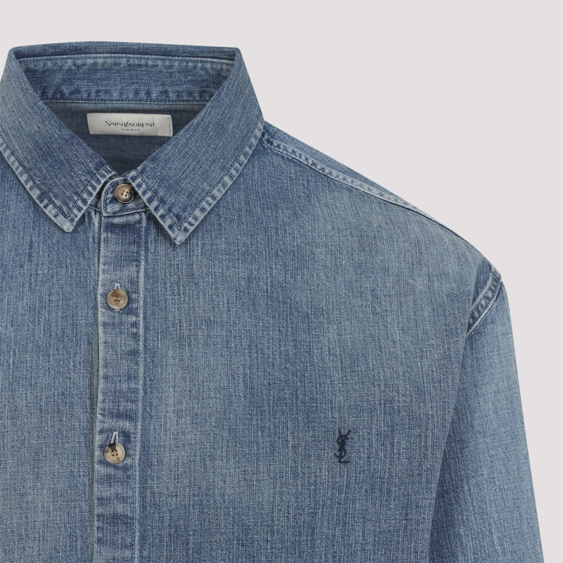 Saint Laurent Cassandre Blue Cotton Shirt