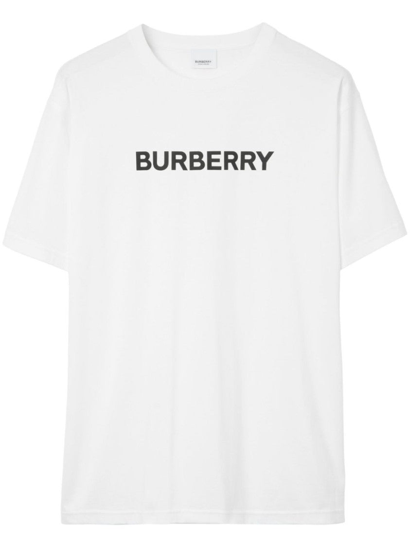 Burberry White Cotton T-Shirt With Bold Logo