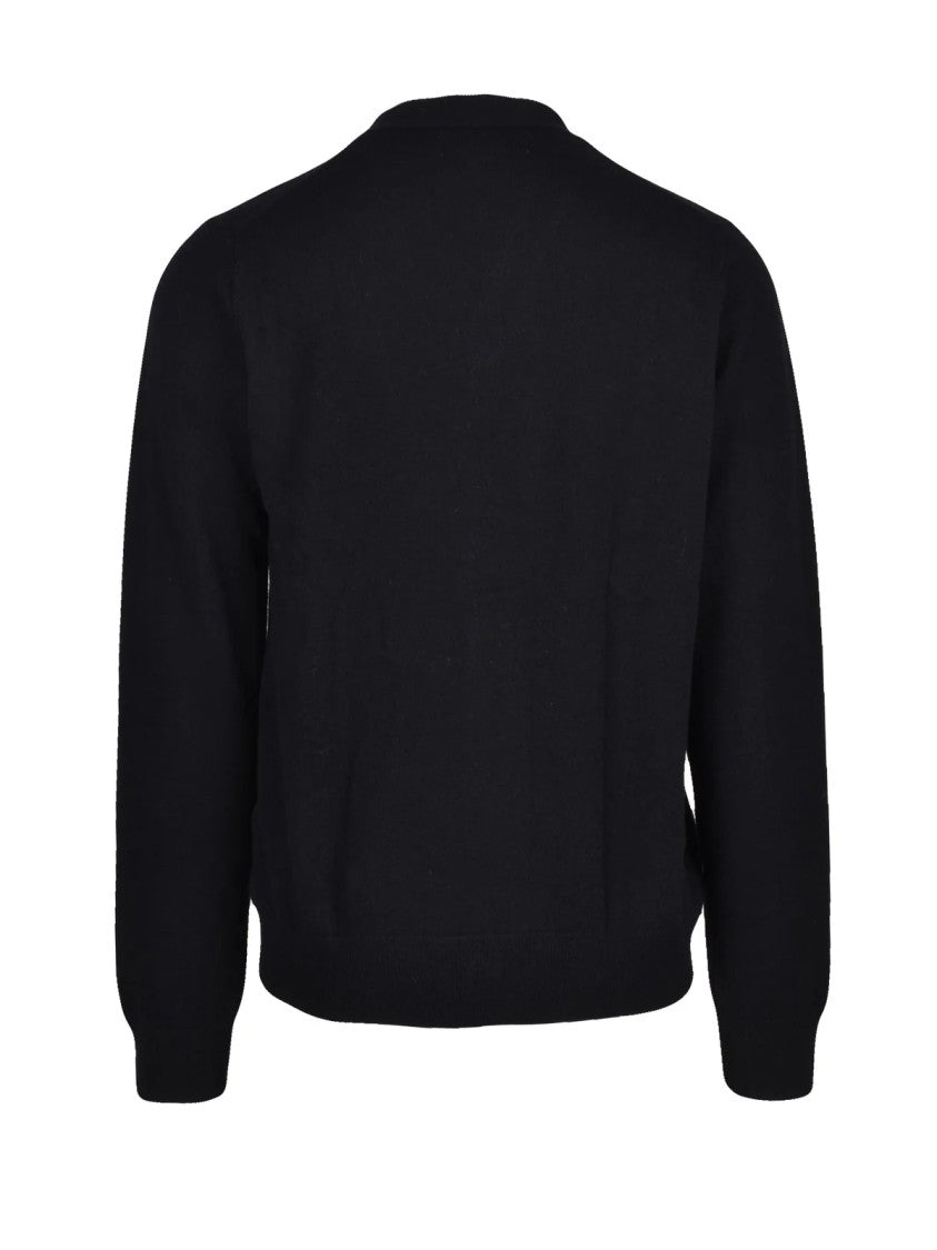 Comme Des Garçons Black Button-Front Wool Cardigan
