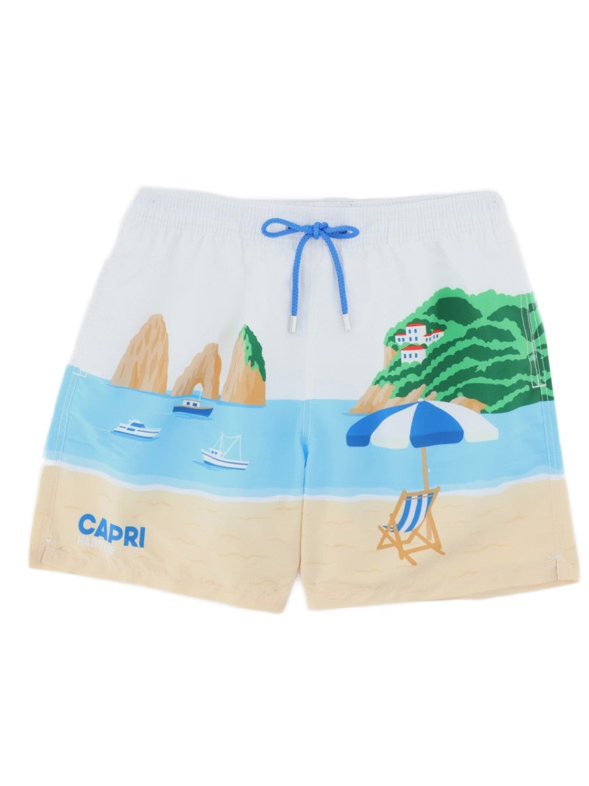 Mc2 Saint Barth Capri Cityscape Graphic Swim Shorts