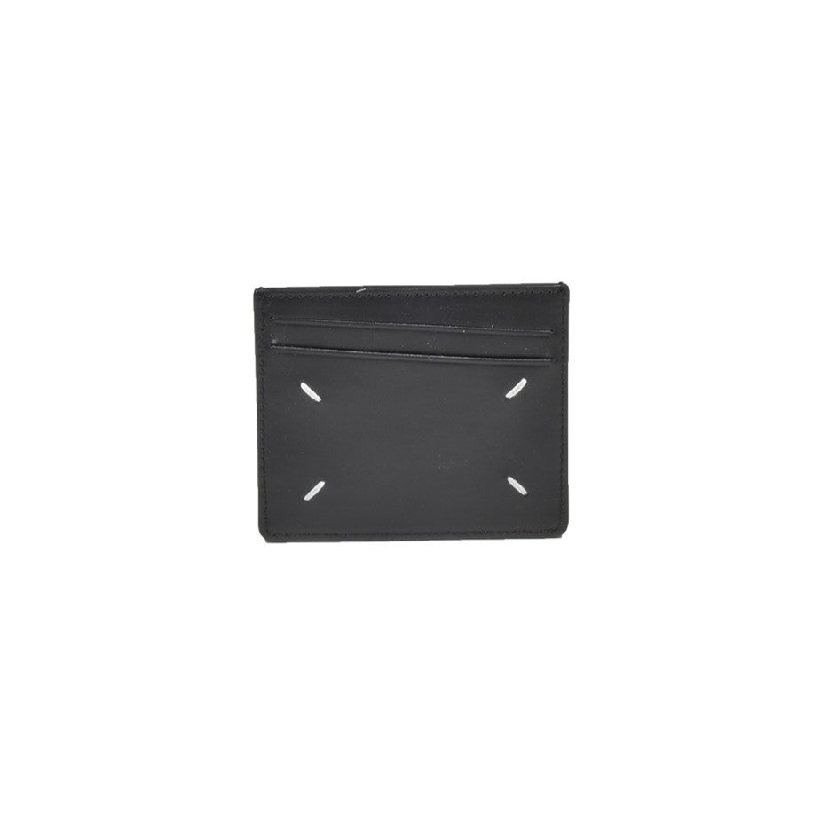 Maison Margiela Asymmetrical Double Texture Black Leather Cardholder