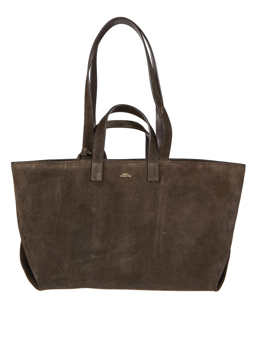 A.P.C. Brown Le Drummer Suede Calfskin Tote Bag