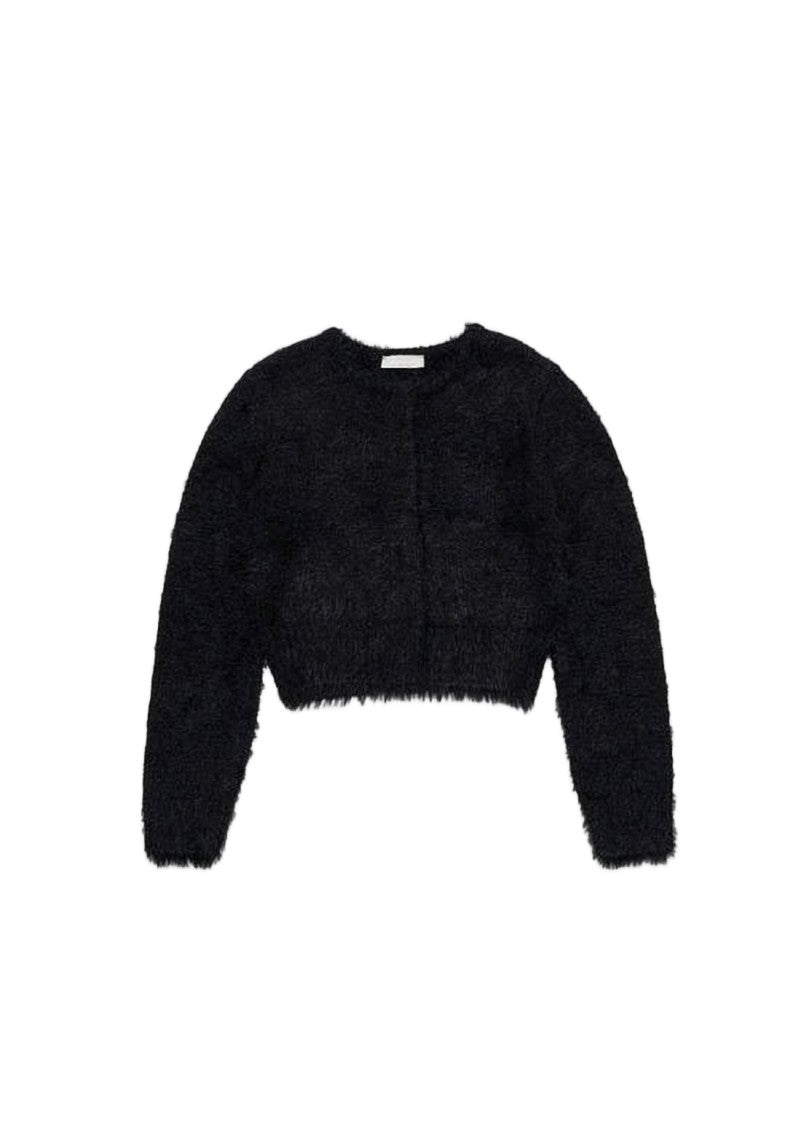 Amomento Cropped Textured Cardigan With Kid Mohair