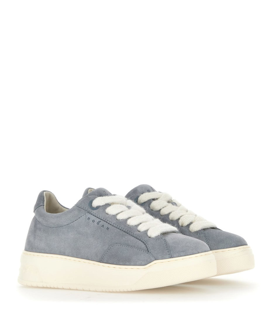 Hogan Minimalist Blue-Grey Suede Sneakers