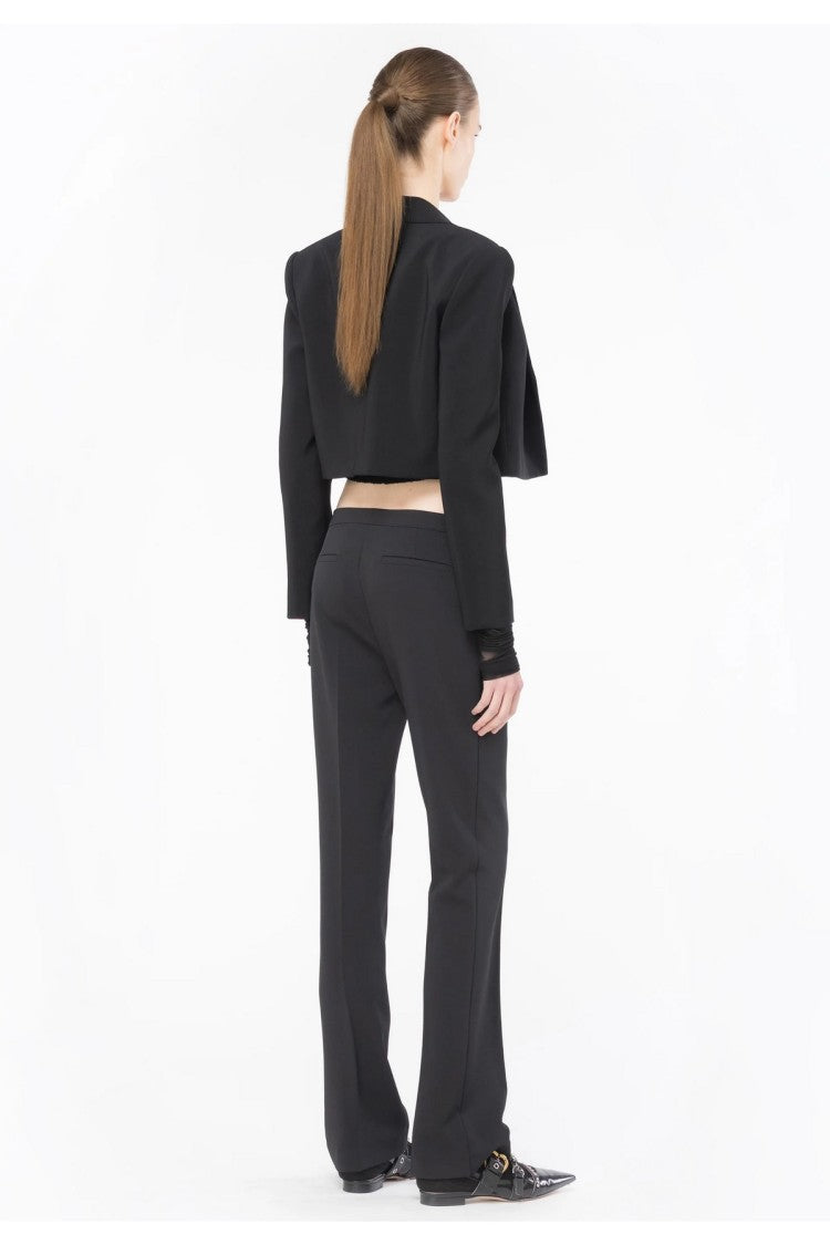 Pinko Black Polyester-Blend Lapel Collar Blazer