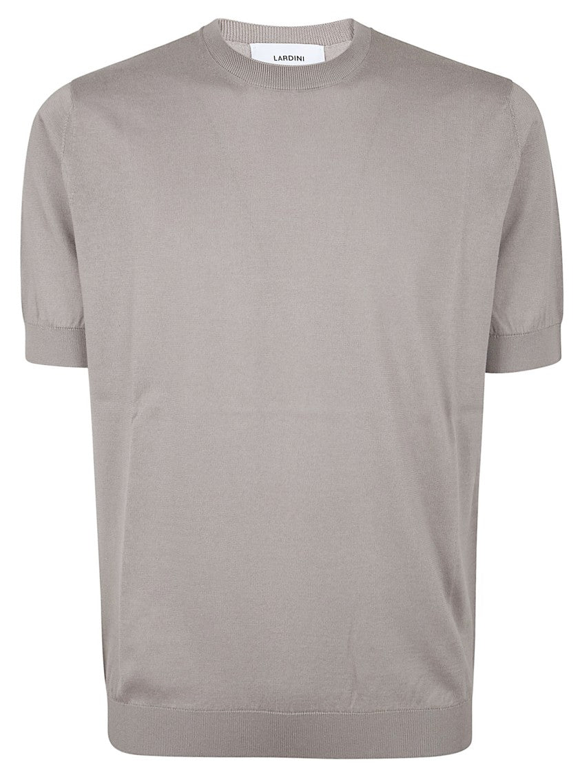 Lardini Short-Sleeved Crew Neck Cotton Sweater With Ribbed Cuffs