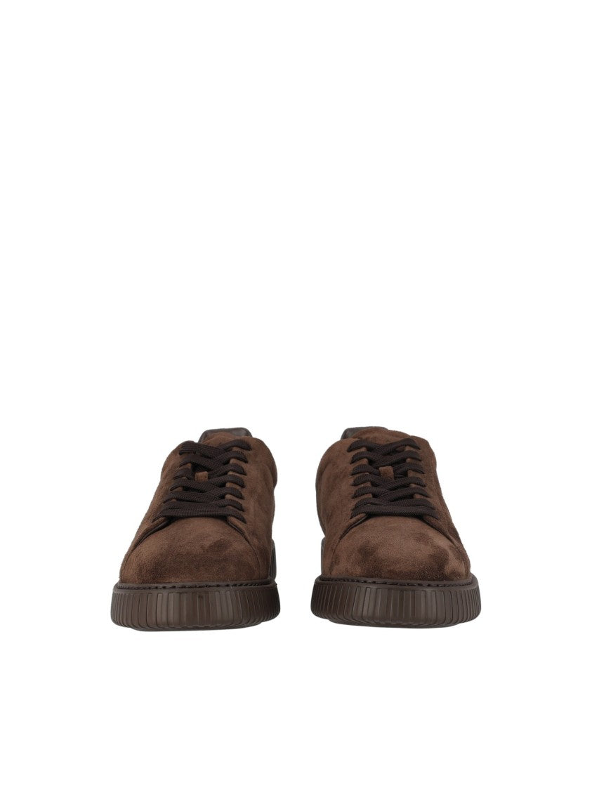 Hogan Brown H677 Perforated Suede Leather Sneakers