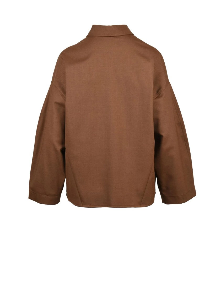 Merci.Live The Unexpected Brown Wool-Blend Oversized Shirt