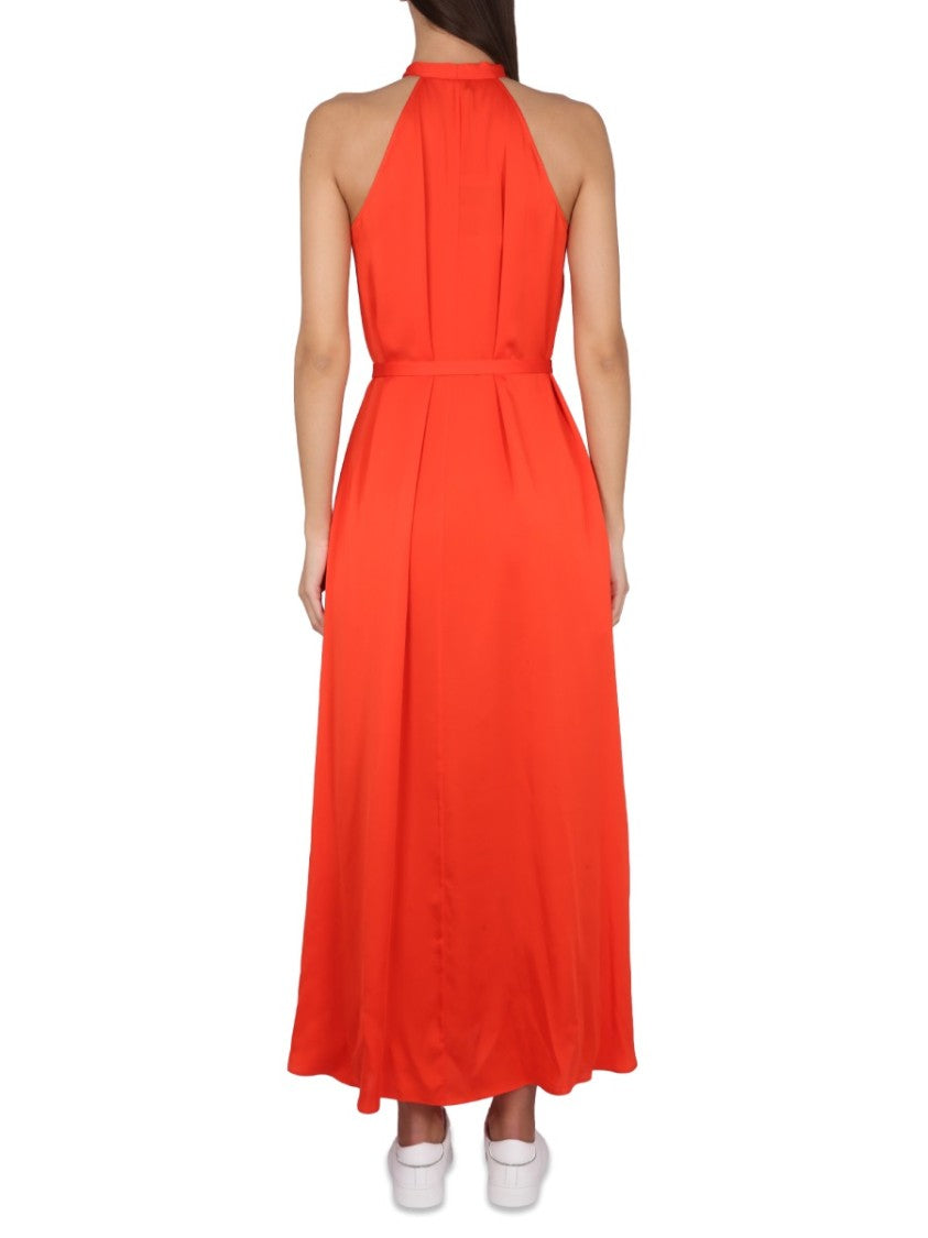 Aspesi Maxi Dress With Halter Neck And Bow Detail