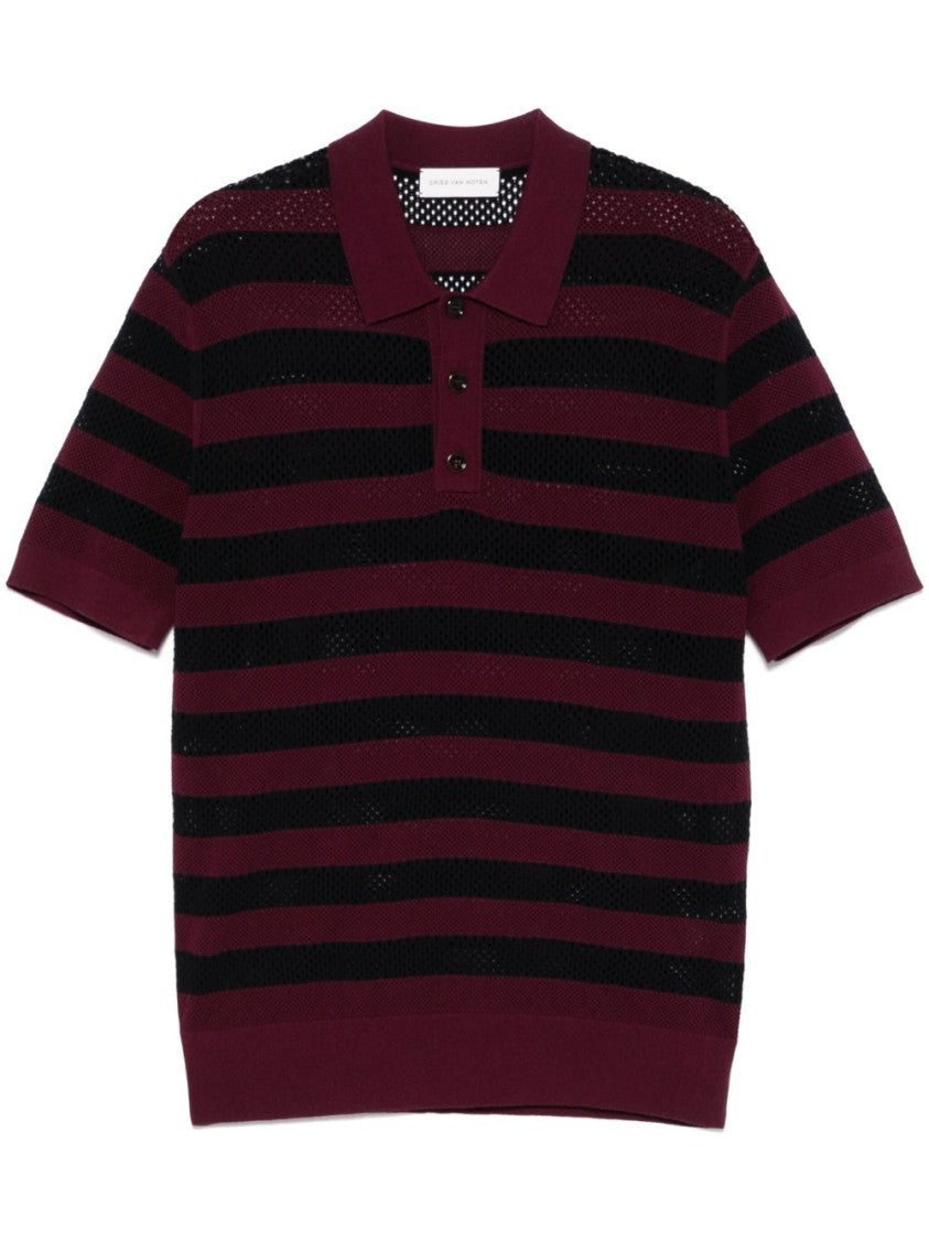 Dries Van Noten Horizontal Stripe Short Sleeve Polo Shirt