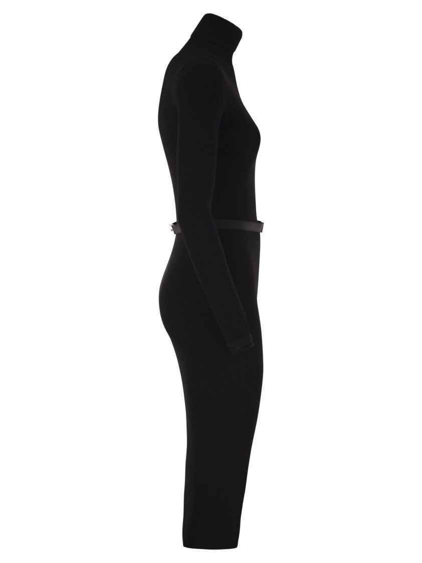 Elisabetta Franchi Ribbed Knit Dress With Belt