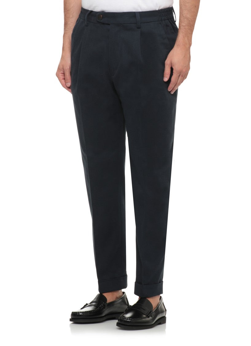 Devore Blue Tailored Wool Straight-Leg Pants