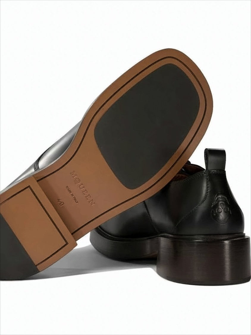 Alexander Mcqueen Polished Leather Lace-Up Dress Shoes With Rounded Toe