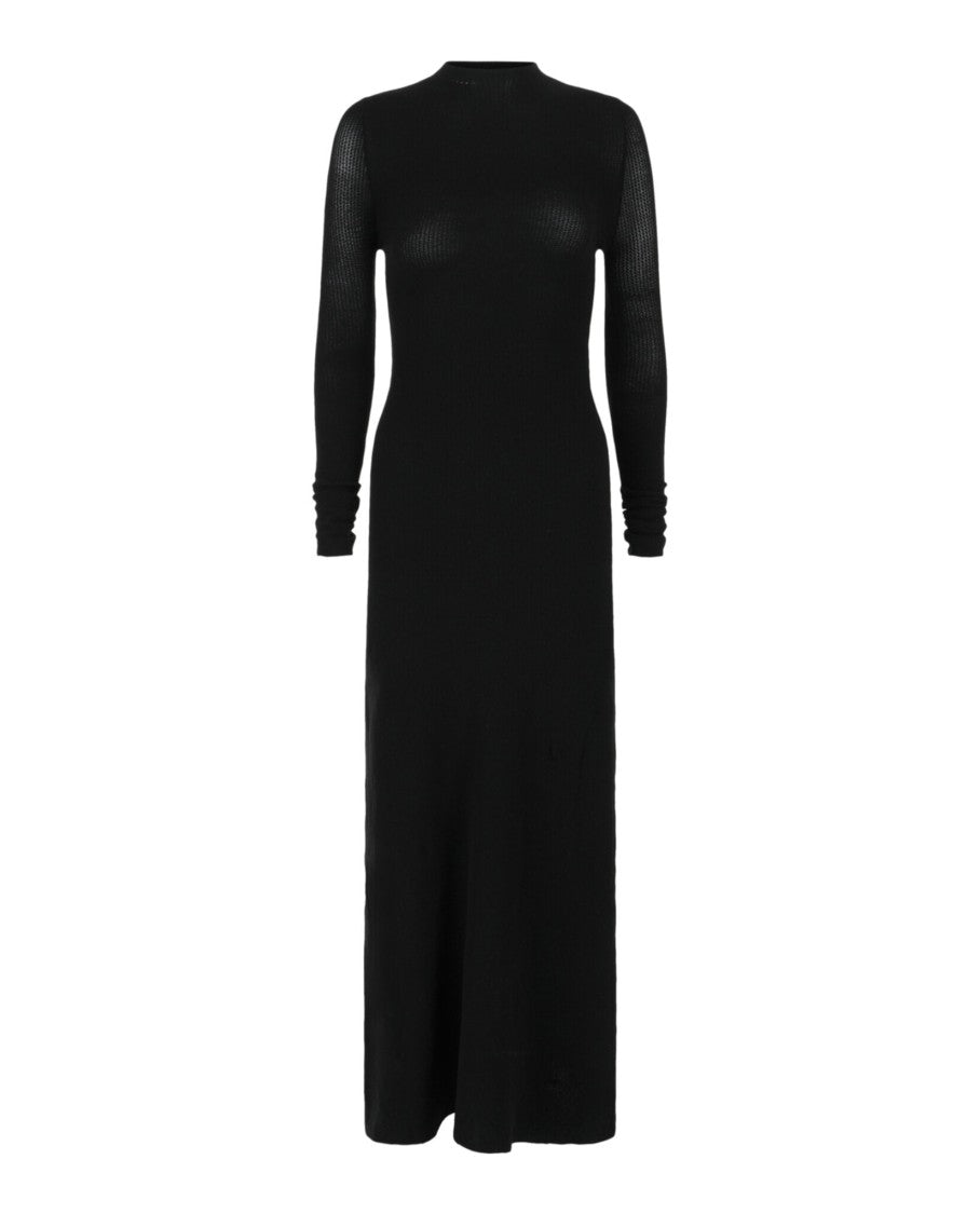 Balenciaga Fitted Black Knit Maxi Dress With Mock Neck