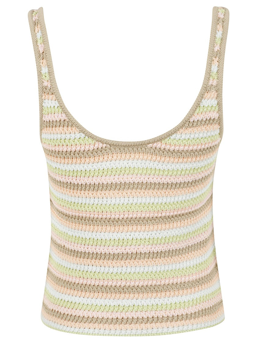 Chloé Organic Cotton Crochet Knit Cropped Tank Top