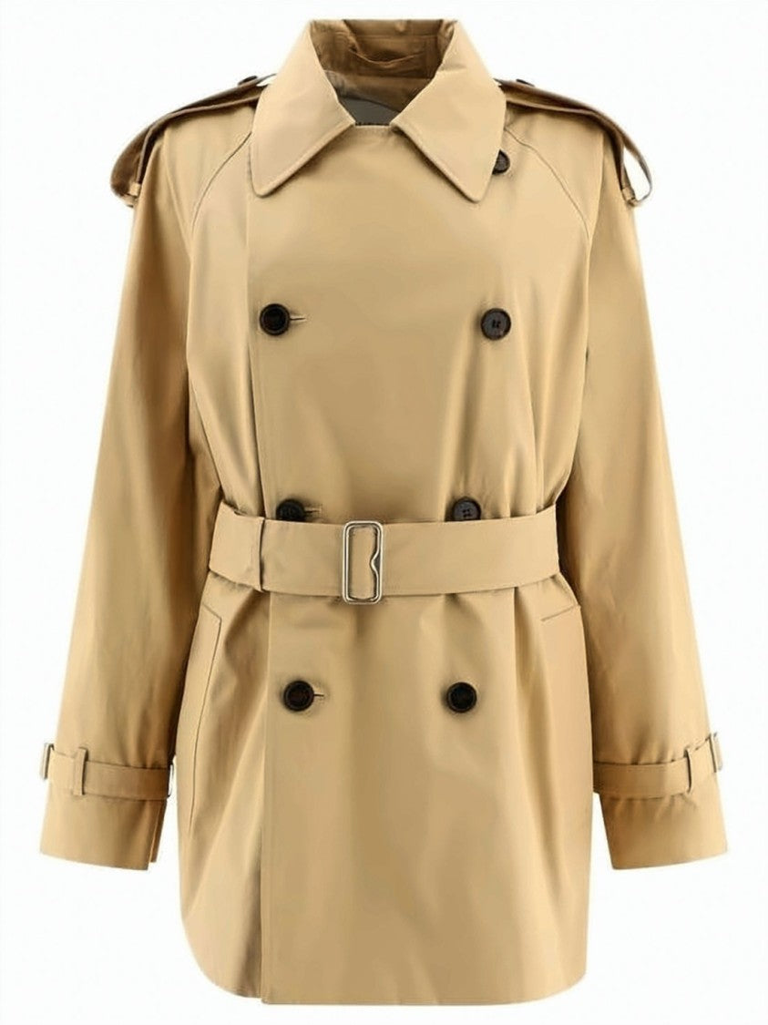 Burberry Short Gabardine Trench Coat With Double-Breasted Front
