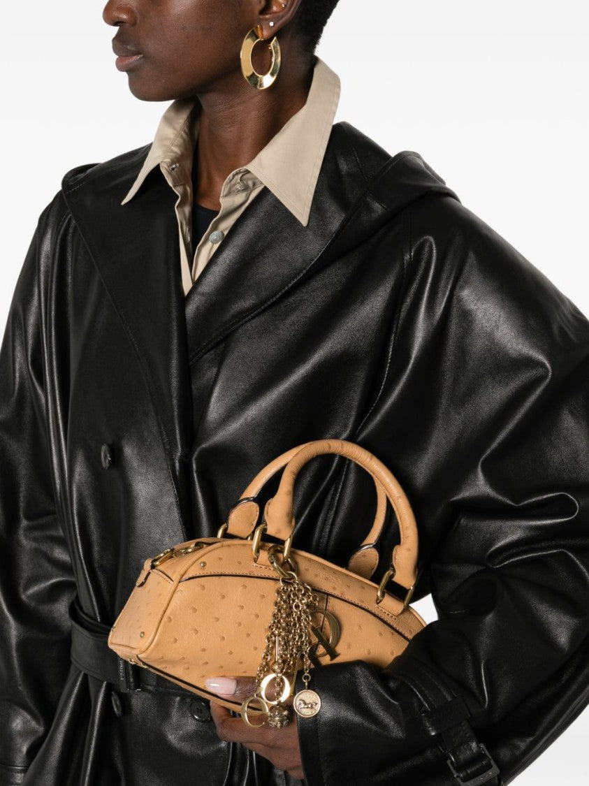 Chloé Textured Leather Handbag With Chain Charms