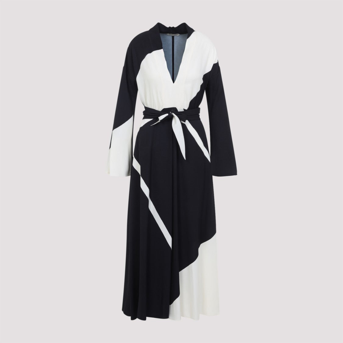 Alberta Ferretti Flowing Midi Dress With Deep V-Neckline