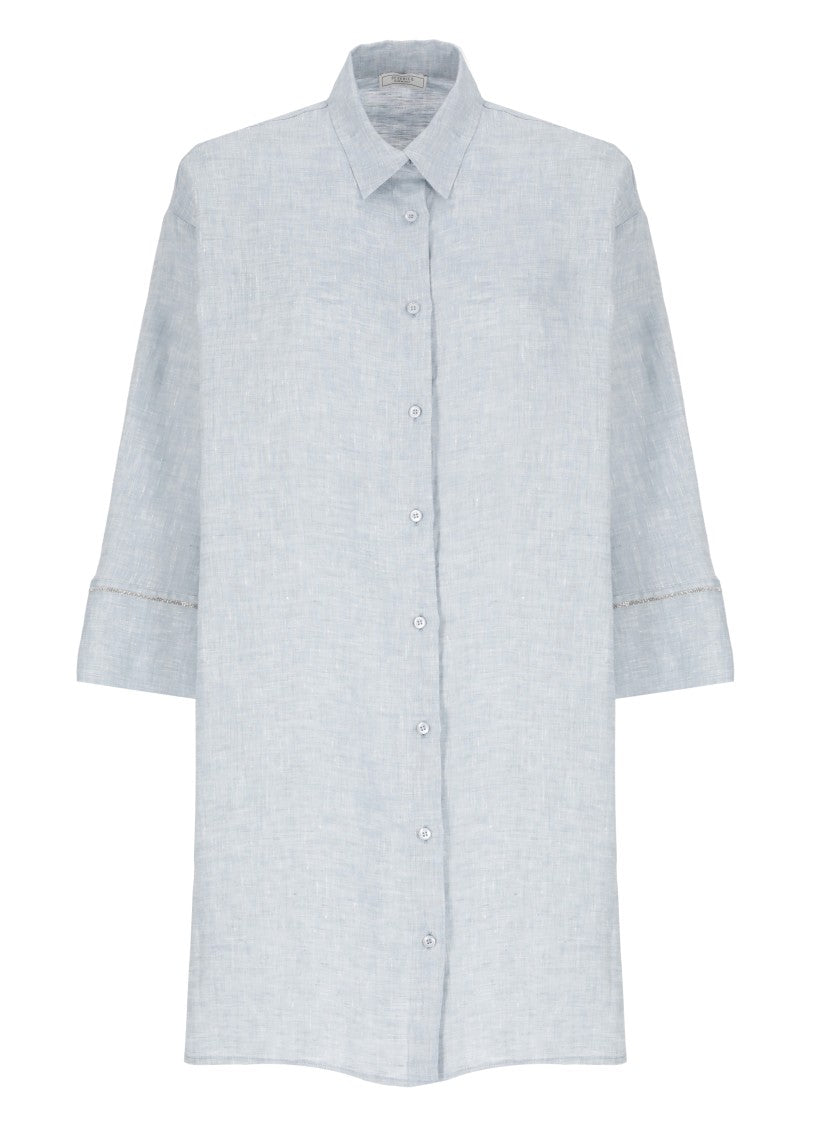 Peserico Light Blue Linen Chemisier Dress
