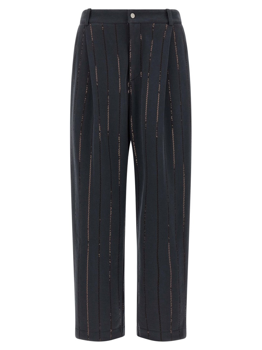 Brunello Cucinelli Dazzling Chalk Stripe Embroidery' Trouser
