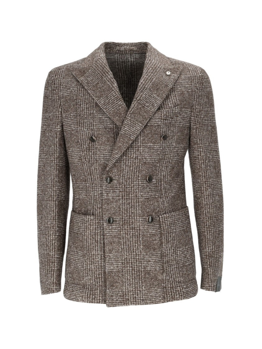 Brando-Lubiam Double-Breasted Checkered Jacket With Wide Lapels
