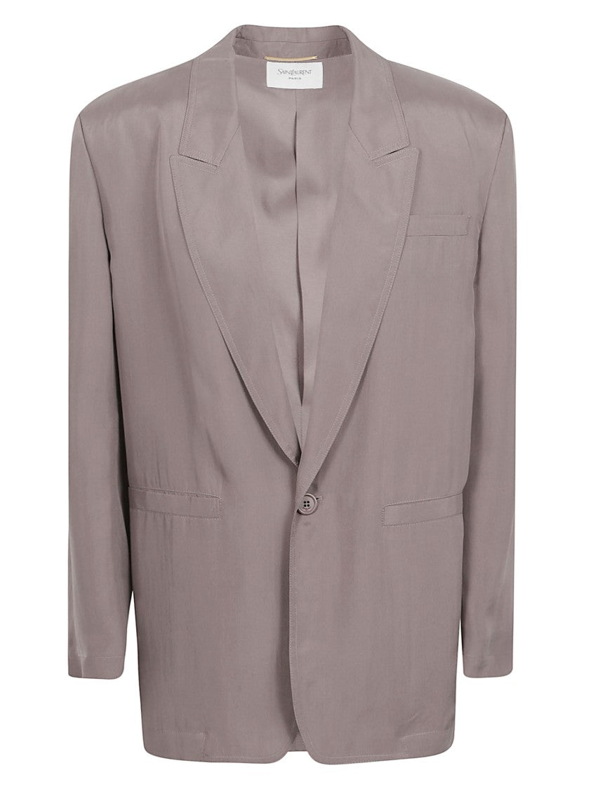 Saint Laurent Silk Jacket With Notched Lapels And Three Pockets