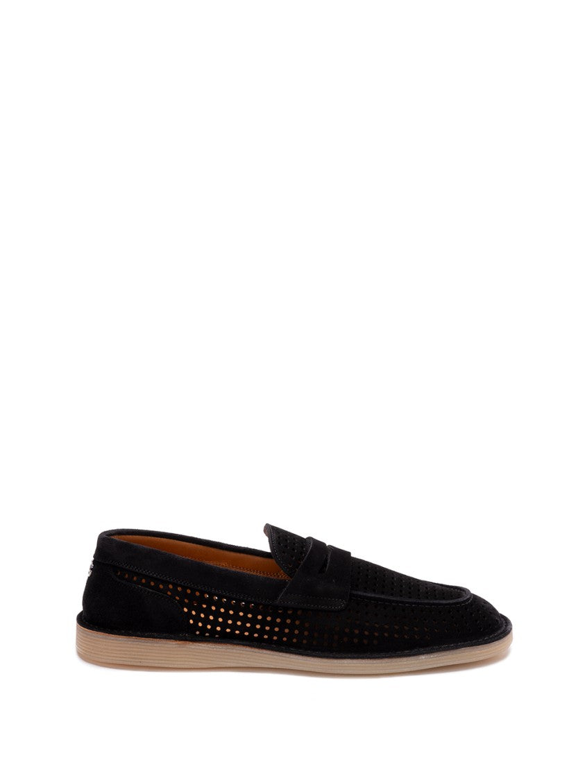 Dolce & Gabbana Perforated Calf Leather Slippers With Contrasting Sole