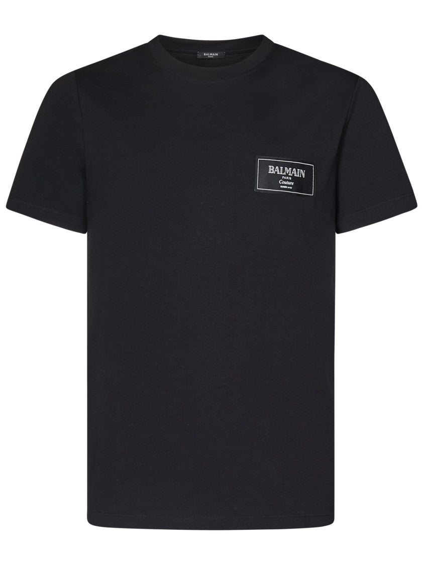 Balmain Black Cotton Jersey T-Shirt With Couture Label