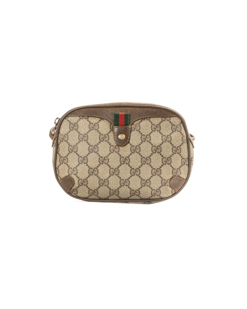 Gucci Round Gg Supreme Canvas Camera Bag With Leather Accents