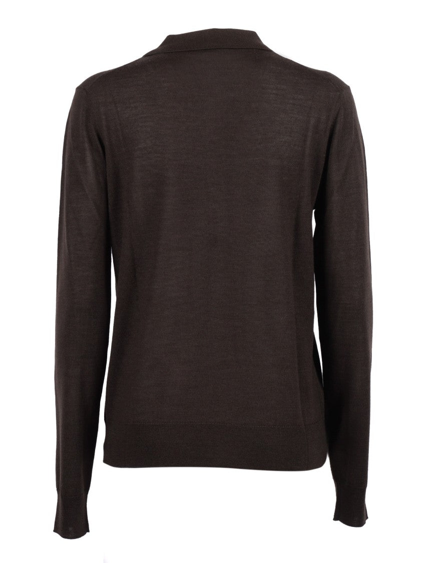 P.A.R.O.S.H. Long-Sleeve Polo With Classic Collar And Refined Knit